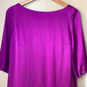 KATHRYN CONOVER Purple 100% Silk Short Sleeve Mini Dress